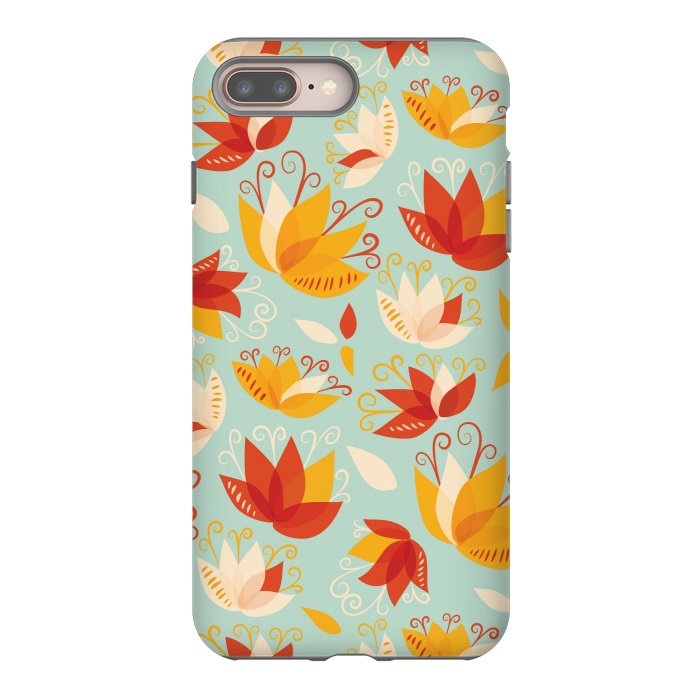 iPhone 8 plus StrongFit Whimsical Abstract Colorful Lily Floral Pattern by Boriana Giormova