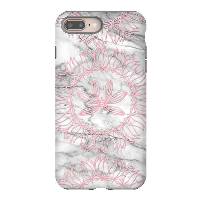 iPhone 8 plus StrongFit Pink Glitter Mandala on Marble by  Utart