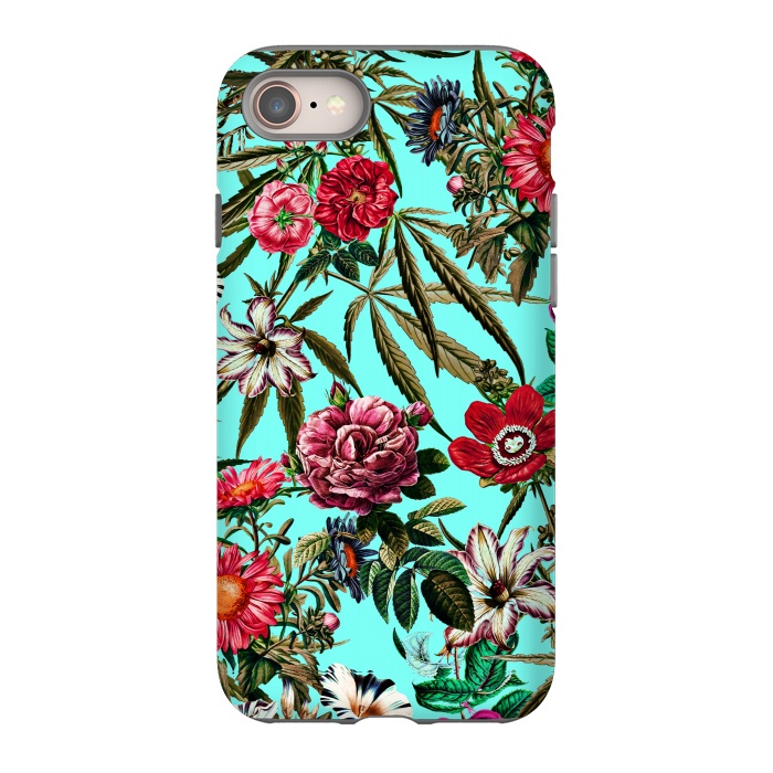 iPhone 8 StrongFit Marijuana and Floral Pattern II by Burcu Korkmazyurek