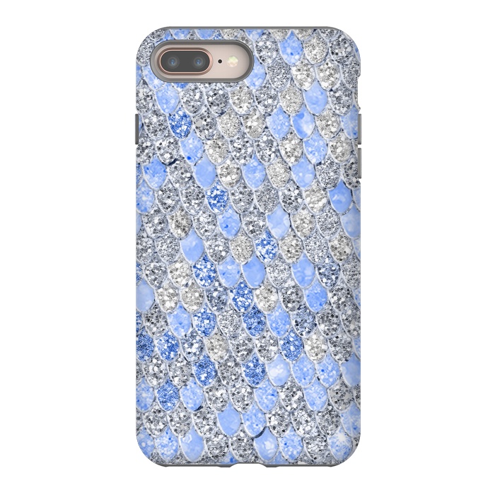 iPhone 8 plus StrongFit Blue and Silver Sparkling Mermaid Scales by  Utart