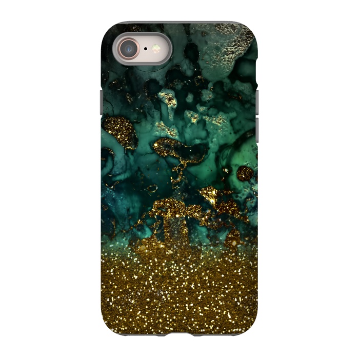 iPhone 8 StrongFit Green Malachite Marble and Gold Glitter by  Utart