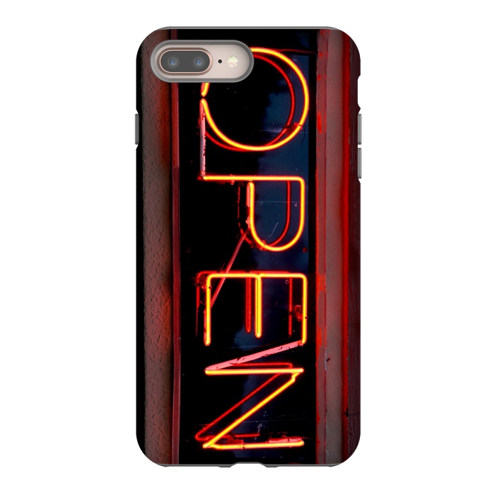 iPhone 8 plus StrongFit Neon Sign Word Open by Andrea Haase