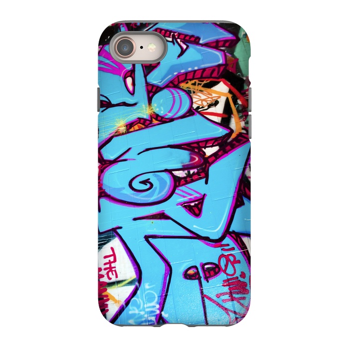 iPhone 8 StrongFit Blue Graffiti Tag by Andrea Haase