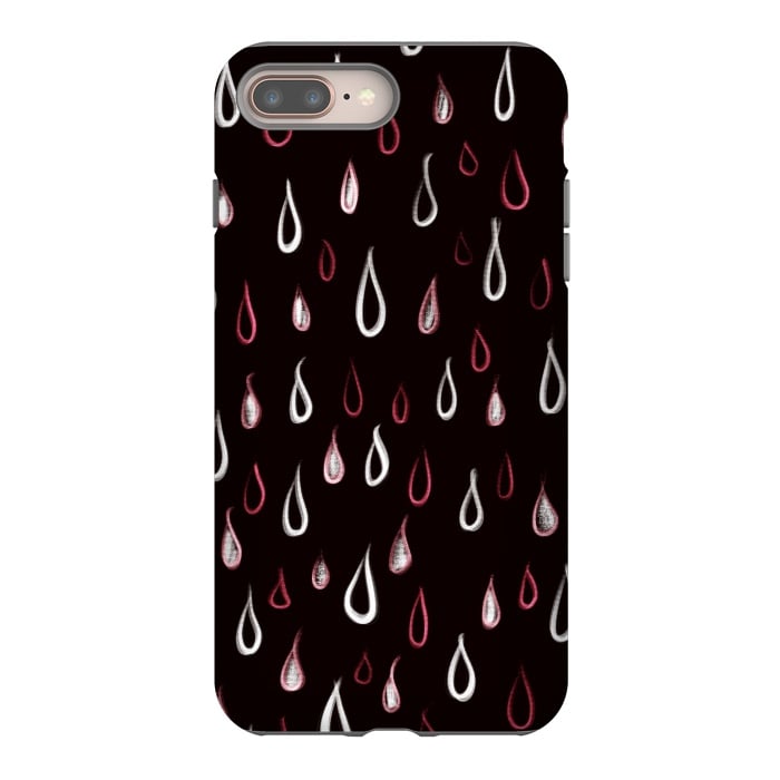 iPhone 8 plus StrongFit Dark White And Red Raindrops Pattern by Boriana Giormova