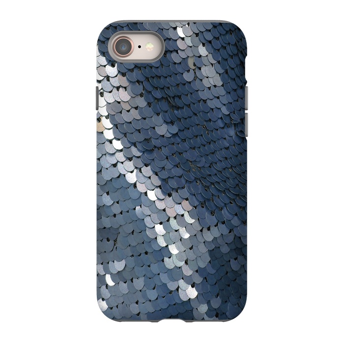 iPhone 8 StrongFit Shiny Blue Gray Sequins by Andrea Haase