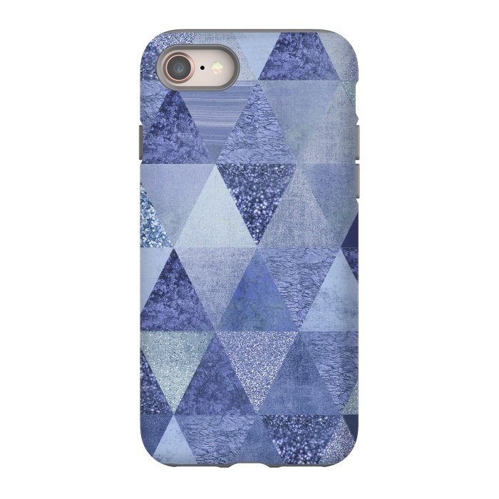 iPhone 8 StrongFit Blue Glitter Triangle Pattern by Andrea Haase