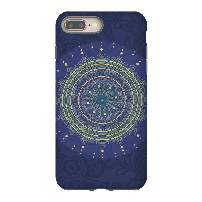 iPhone 8 plus StrongFit Blue Mandala With Gold by Andrea Haase