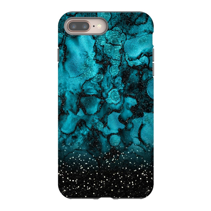 iPhone 8 plus StrongFit Indigo Blue Marble and Black Glitter by  Utart