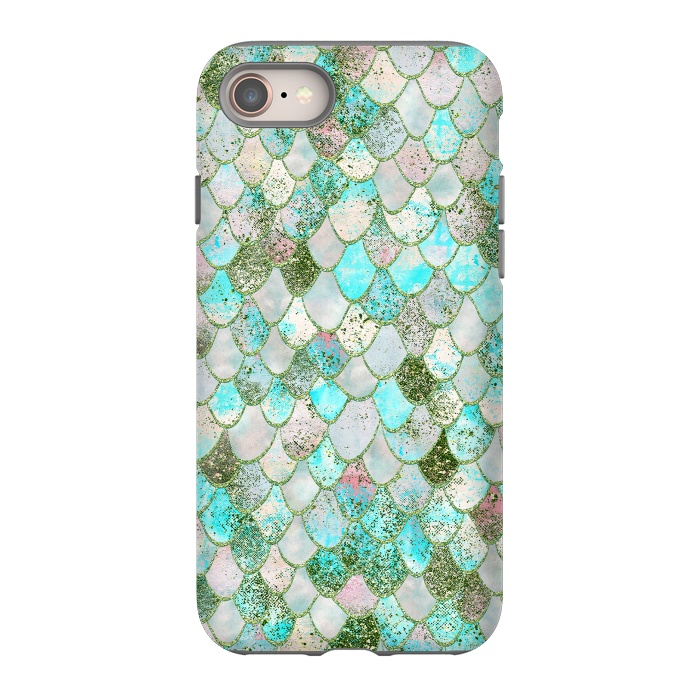 iPhone 8 StrongFit Wonky Seafoam Watercolor Glitter Mermaid Scales by  Utart