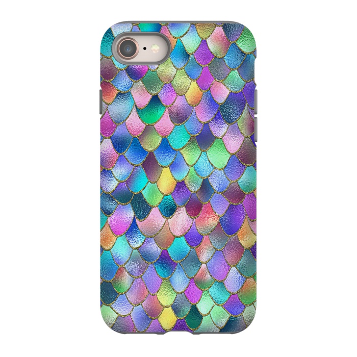 iPhone 8 StrongFit Colorful Carnival Wonky Metal Mermaid Scales by  Utart