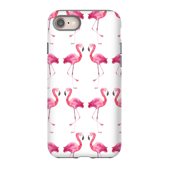 iPhone 8 StrongFit Pink Watercolor Flamingo Print by Becky Starsmore