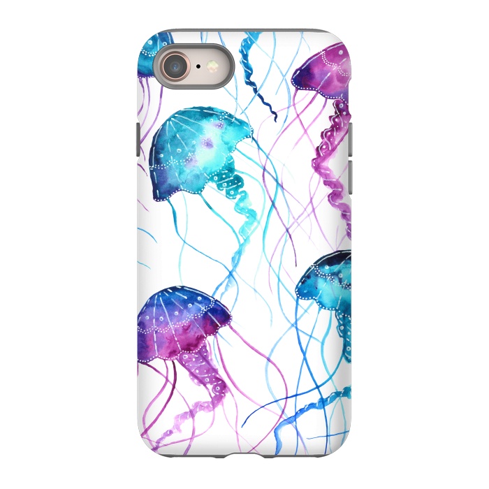 iPhone 8 StrongFit Watercolor Jellyfish Print by Becky Starsmore