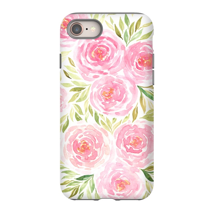iPhone 8 StrongFit Pastel Pink Peony Floral Print by Becky Starsmore