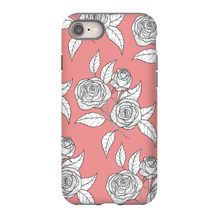 iPhone 8 StrongFit Dusky Pink Vintage Rose Print by Becky Starsmore