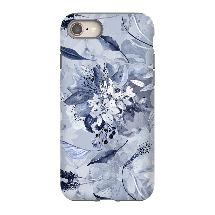 iPhone 8 StrongFit Autumnal fresh gray and blue flower rose pattern by  Utart
