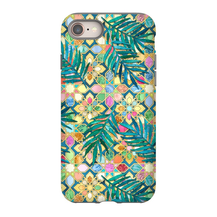 iPhone 8 StrongFit Gilded Moroccan Mosaic Tiles with Palm Leaves by Micklyn Le Feuvre