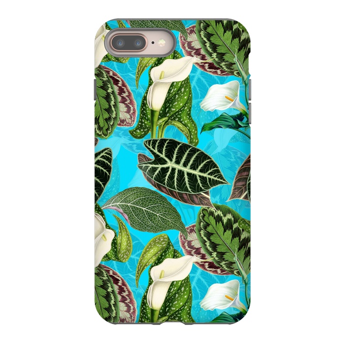 iPhone 8 plus StrongFit Fresh tropical Flowers and Leaves Pattern by  Utart