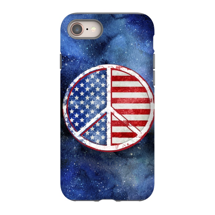 iPhone 8 StrongFit Peace Sign Stars and Stripes USA Flag 2 by Andrea Haase