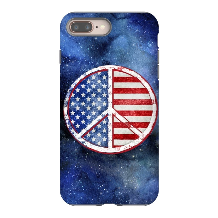 iPhone 8 plus StrongFit Peace Sign Stars and Stripes USA Flag 2 by Andrea Haase