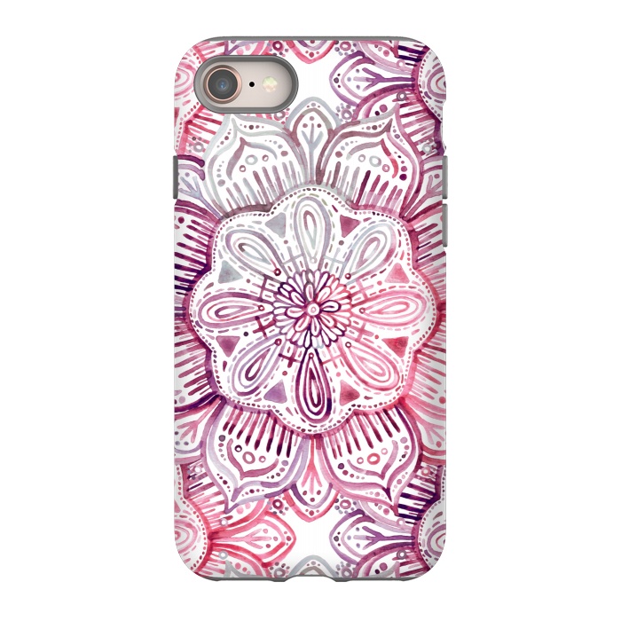 iPhone 8 StrongFit Burgundy Blush Watercolor Mandala by Micklyn Le Feuvre