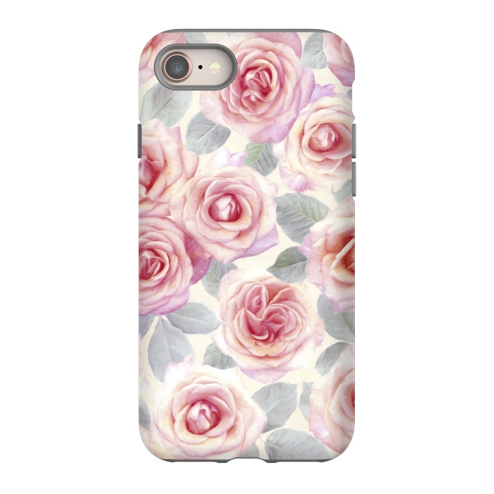 iPhone 8 StrongFit Painted Pink and Mauve Roses by Micklyn Le Feuvre