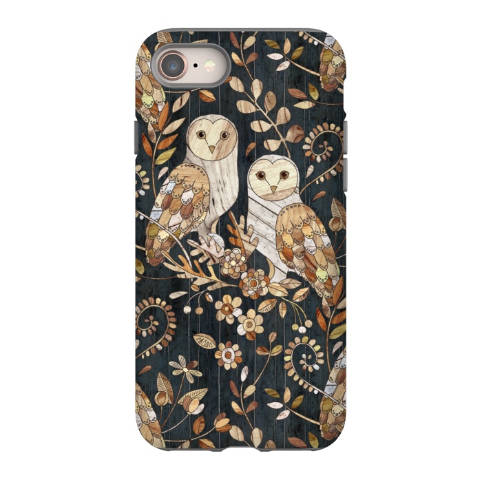 iPhone 8 StrongFit Wooden Wonderland Barn Owl Collage by Micklyn Le Feuvre