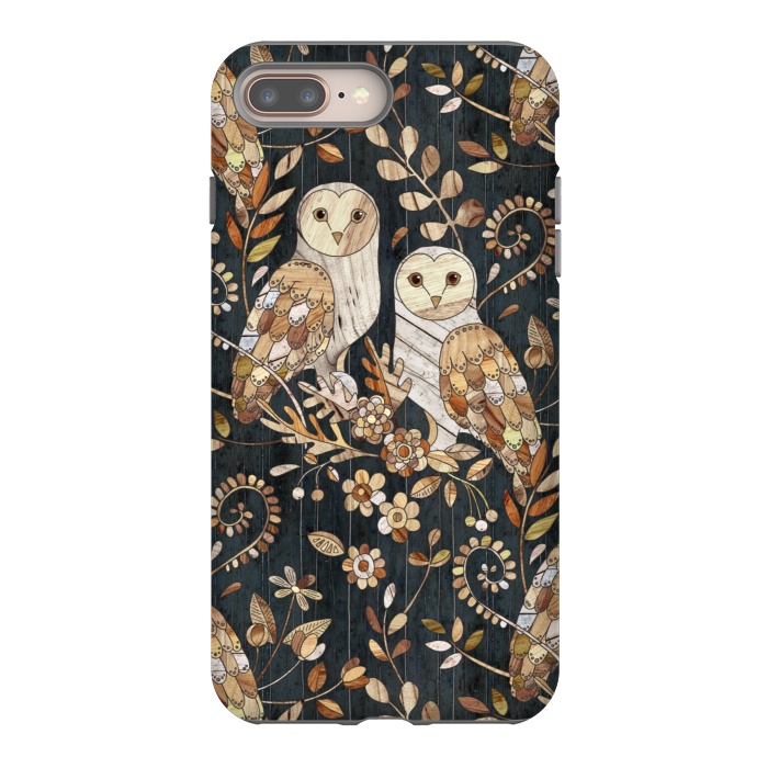 iPhone 8 plus StrongFit Wooden Wonderland Barn Owl Collage by Micklyn Le Feuvre