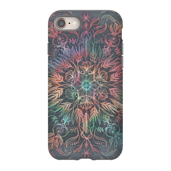 iPhone 8 StrongFit Winter Sunset Mandala in Charcoal, Mint and Melon by Micklyn Le Feuvre