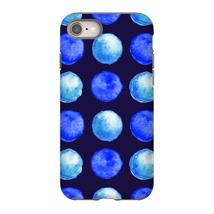 iPhone 8 StrongFit Winter Blue Watercolor Large Dots Pattern by Boriana Giormova