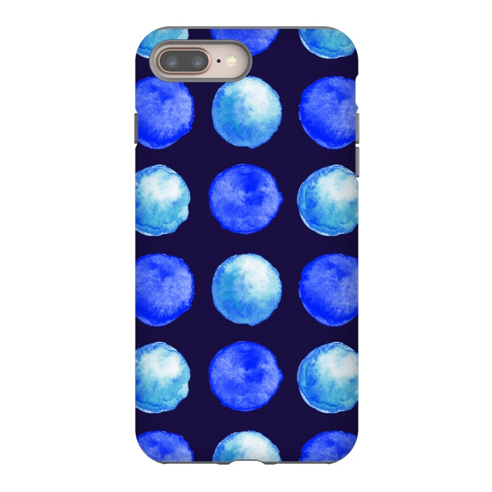 iPhone 8 plus StrongFit Winter Blue Watercolor Large Dots Pattern by Boriana Giormova
