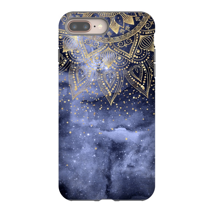 iPhone 8 plus StrongFit whimsical gold mandala confetti design by InovArts
