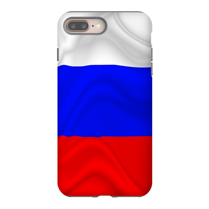 iPhone 8 plus StrongFit Russia Waving Flag Digital Silk Satin Fabric by BluedarkArt