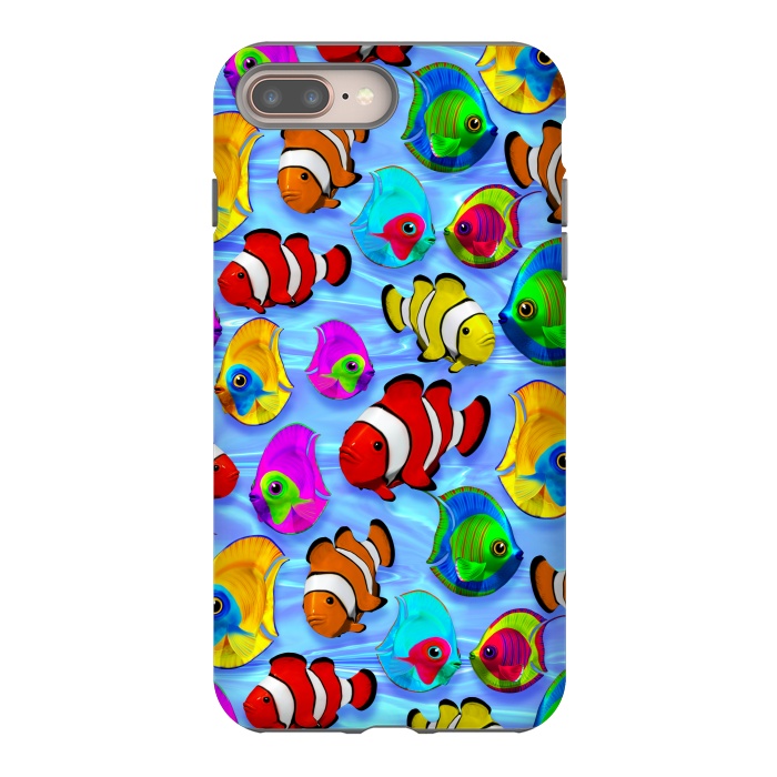 iPhone 8 plus StrongFit Tropical Colorful Fish Pattern by BluedarkArt