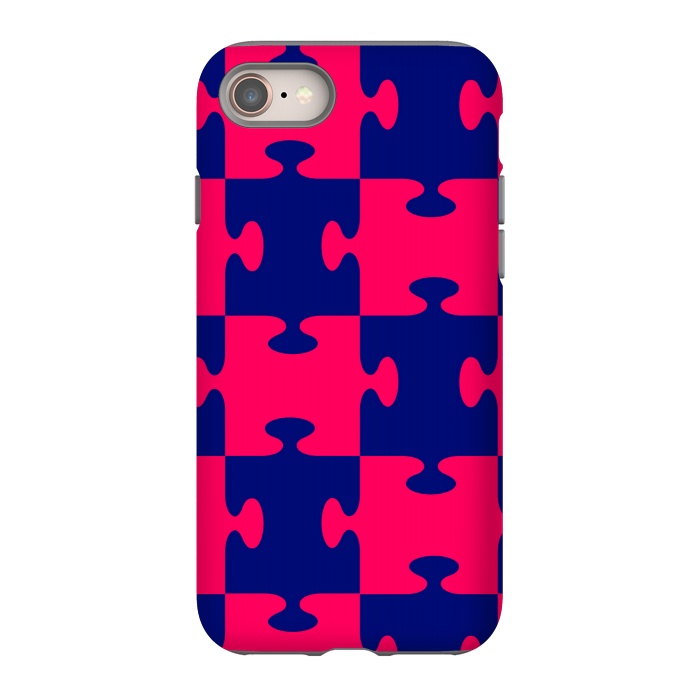 iPhone 8 StrongFit jigsaw blue pink by MALLIKA