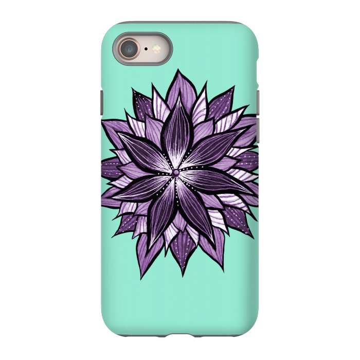 iPhone 8 StrongFit Purple Mandala Like Ink Drawn Abstract Flower by Boriana Giormova