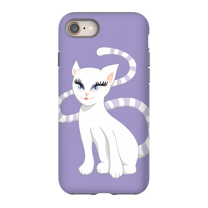iPhone 8 StrongFit Beautiful Cartoon Cute White Cat by Boriana Giormova