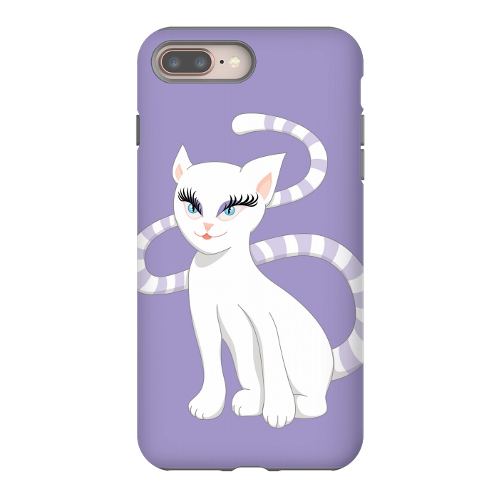 iPhone 8 plus StrongFit Beautiful Cartoon Cute White Cat by Boriana Giormova