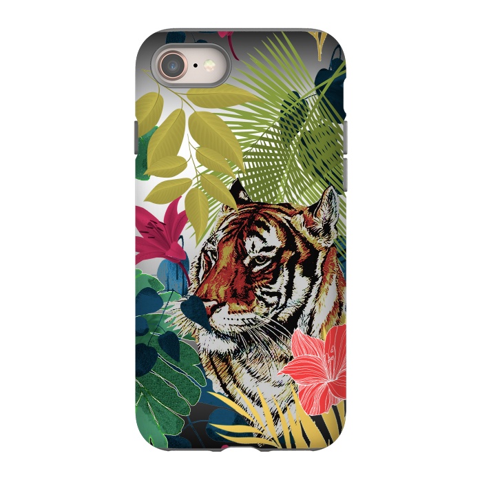 iPhone 8 StrongFit Tiger in flowers by Kashmira Baheti