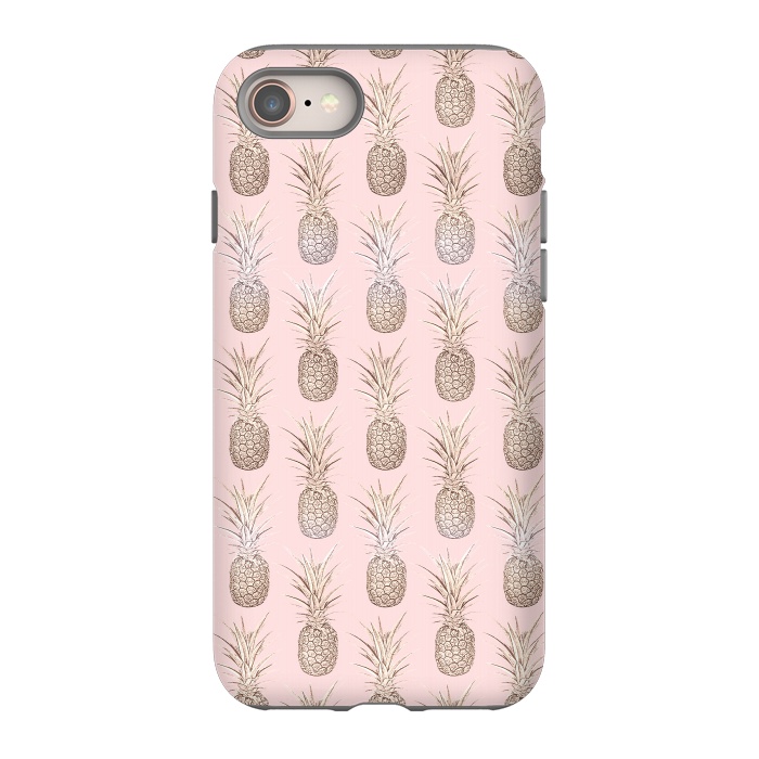 iPhone 8 StrongFit Golden and blush pineapples pattern by InovArts