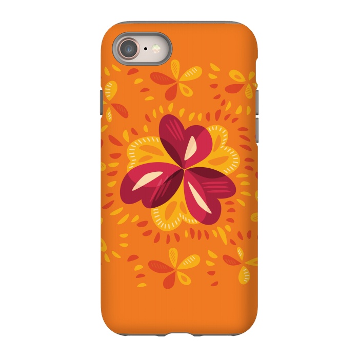 iPhone 8 StrongFit Abstract Clovers In Pink Yellow And Orange by Boriana Giormova