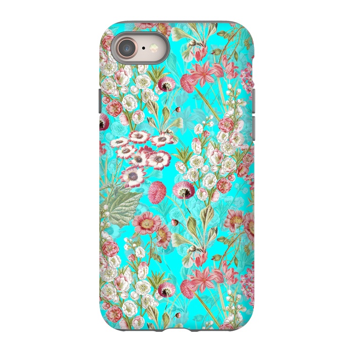 iPhone 8 StrongFit White & Pink Flowers on Teal by  Utart