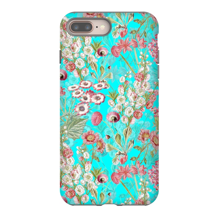 iPhone 8 plus StrongFit White & Pink Flowers on Teal by  Utart