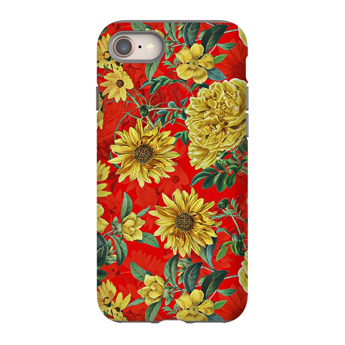iPhone 8 StrongFit Sunflowers and Roses on Red by  Utart