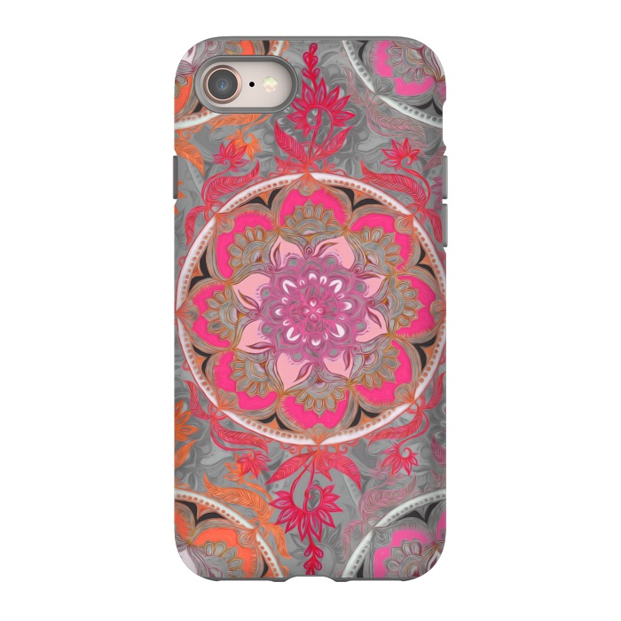 iPhone 8 StrongFit Hot Pink, Magenta and Orange Super Boho Medallions by Micklyn Le Feuvre