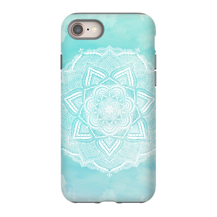 iPhone 8 StrongFit Mandala flower turquoise by Jms