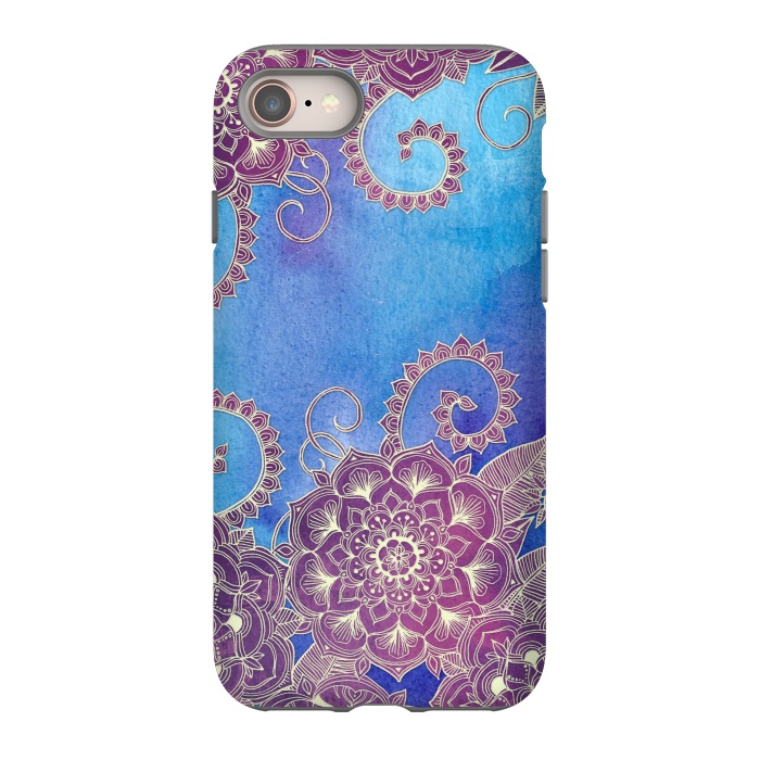 iPhone 8 StrongFit Magnolia & Magenta Floral on Watercolor by Micklyn Le Feuvre
