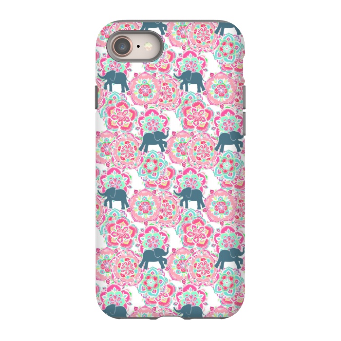 iPhone 8 StrongFit Tiny Elephants in Fields of Flowers by Micklyn Le Feuvre