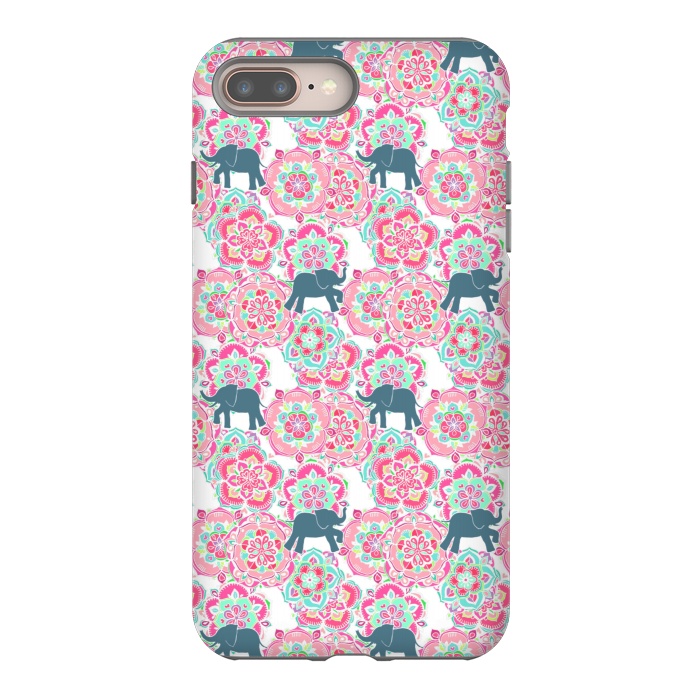 iPhone 8 plus StrongFit Tiny Elephants in Fields of Flowers by Micklyn Le Feuvre