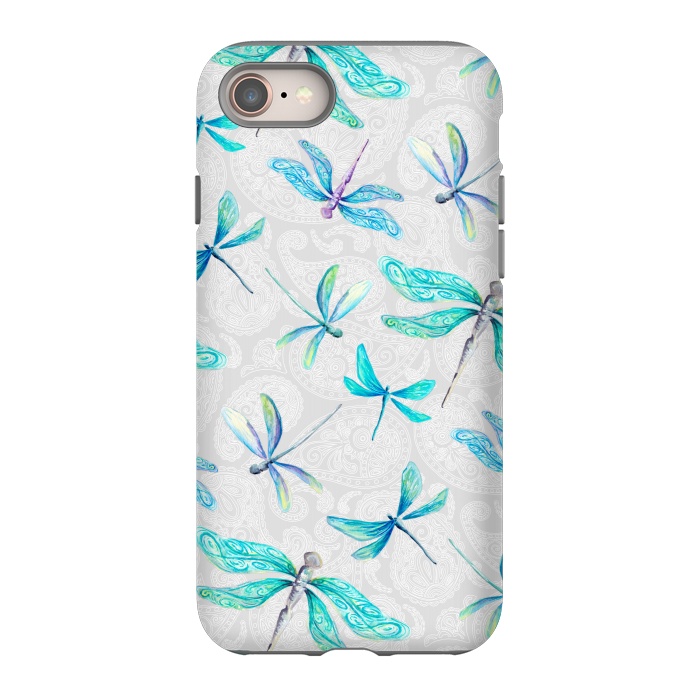 iPhone 8 StrongFit Dragonflies on Paisley by gingerlique