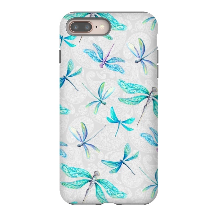 iPhone 8 plus StrongFit Dragonflies on Paisley by gingerlique